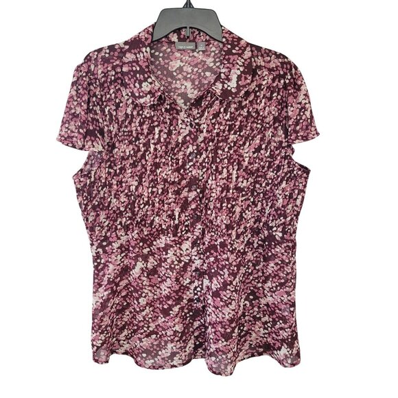 Apt 9 Pintuck Flutter Sleeve Blouse Womens 1X Semi Sheer Classy Silky Career - Picture 1 of 8